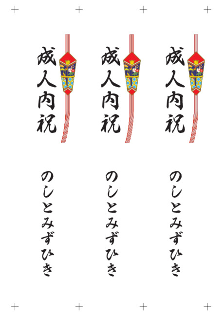 のし 短冊 - 表書き -【成人内祝】